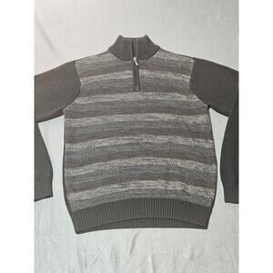 Perry Ellis Sweater Mens Medium Black Quarter Zip Long Sleeve Knit Pullover